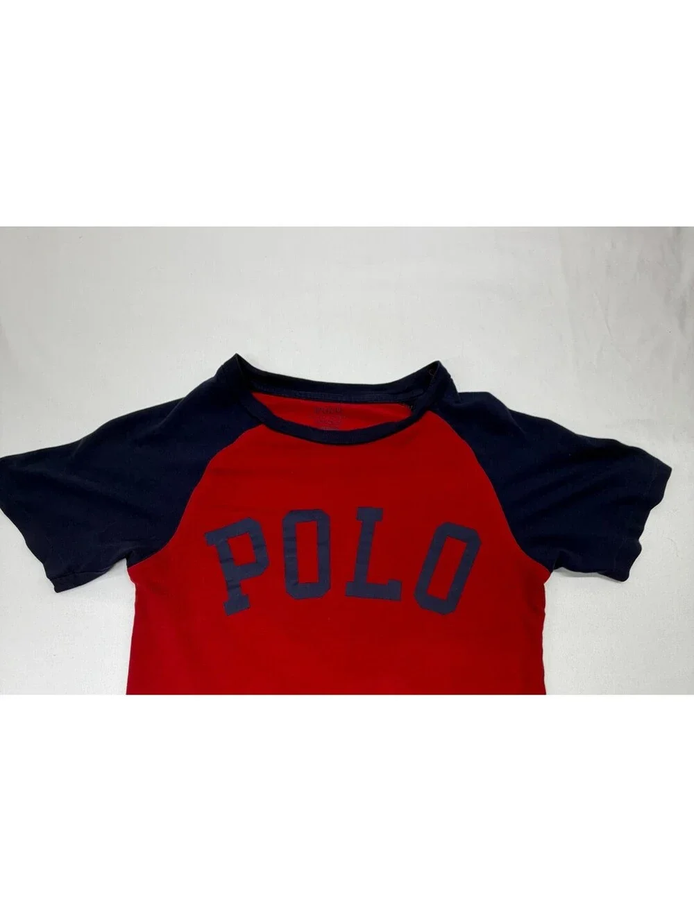 Polo Ralph Lauren Boy's T-Shirt Short Sleeve Cotton Colorblock Size S Red Blue